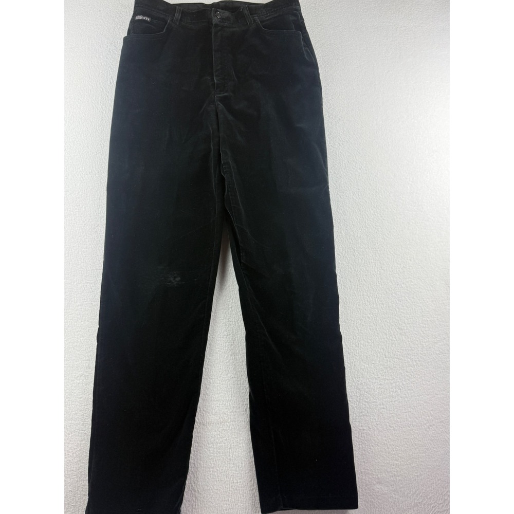 Lauren Ralph Lauren Black Velvet Straight Leg Pants Womens 12 High Rise Trousers